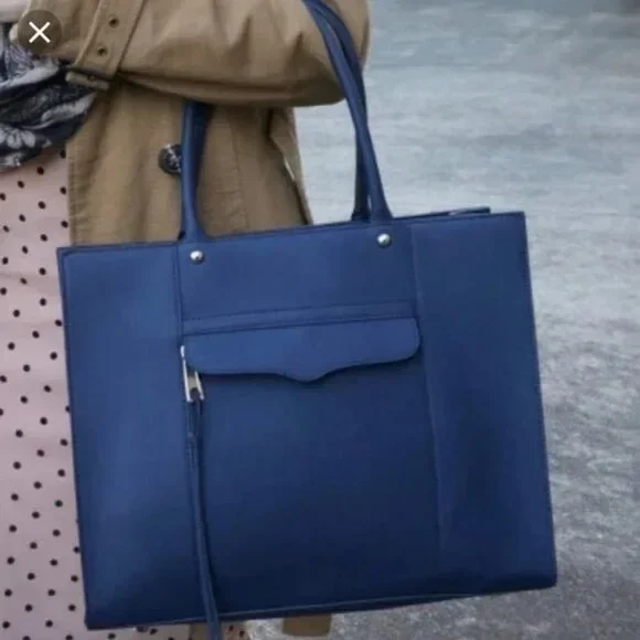 Rebecca Minkoff Saffiano Leather Blue Tote Bag shoulder bag - Picture 7 of 9